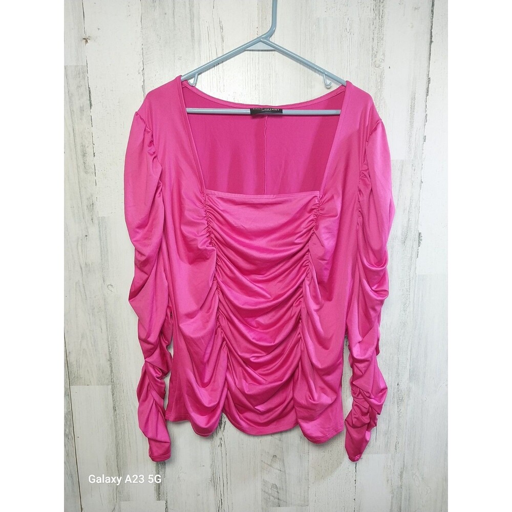 Lane Bryant Fitted Square Neck Ruched Top Size 22/24 Pink